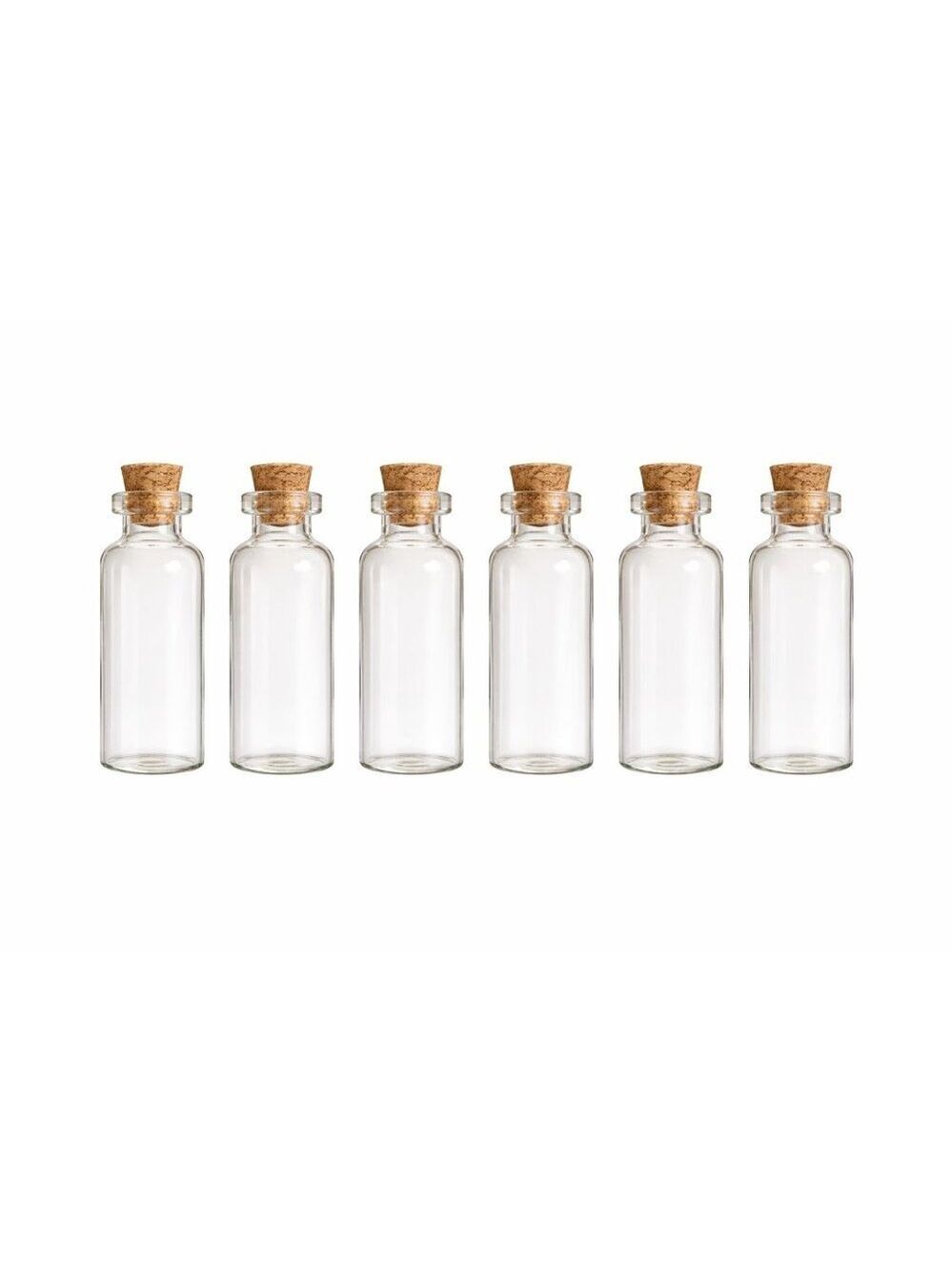Set of 6 Mini Clear Glass Bottles with Corks Small Glass Vials 2.5 Inch Craft St